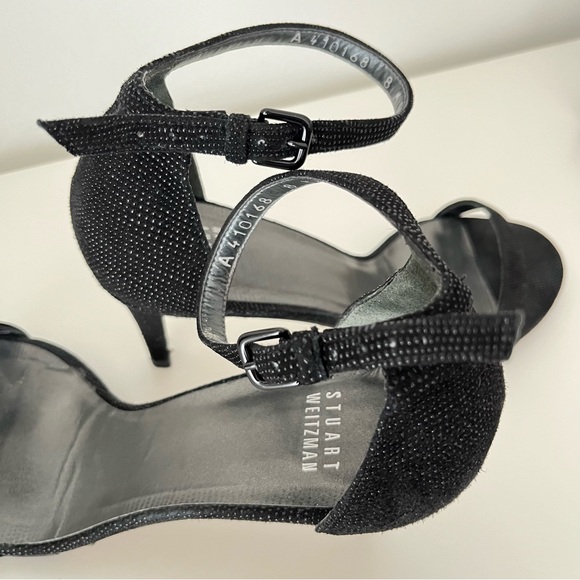Stuart Weitzman Nunaked Strappy Heel Sandals, Black Goosebump Nappa Leather, 38 - Picture 5 of 5